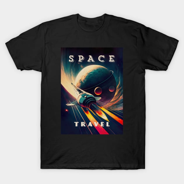 Space Travel — Vintage retro space poster T-Shirt by Synthwave1950